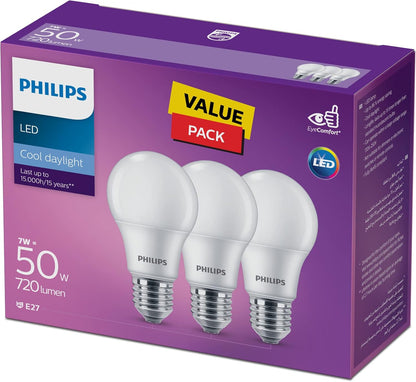 Philips LED Light Frosted Bulb  7W Equivalent Pack 3 PCs
